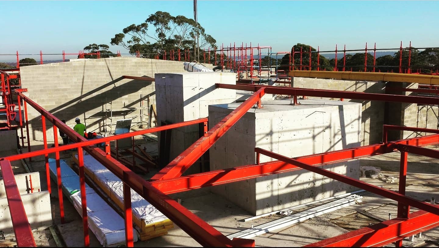 Steel and blockwork structural build on site